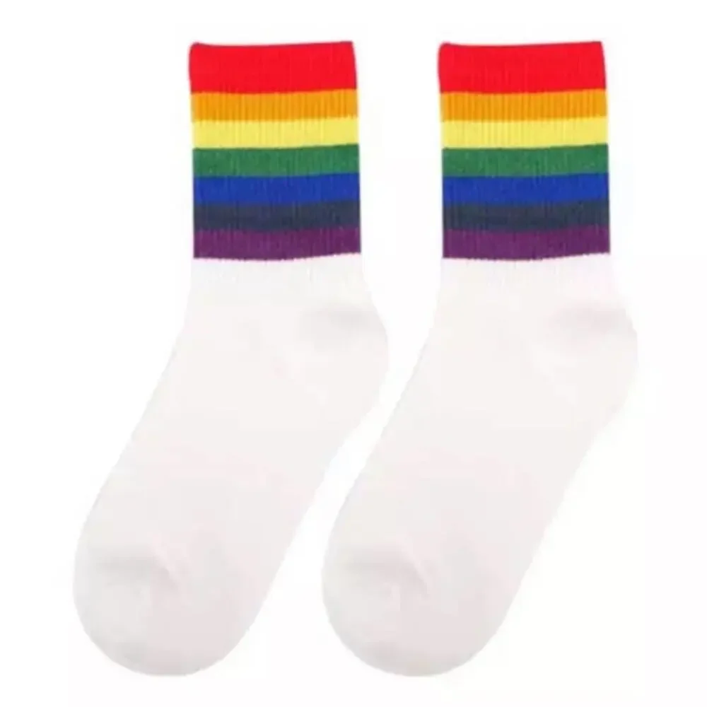2 pairs Women's Socks Cotton Rainbow Stripes Socks